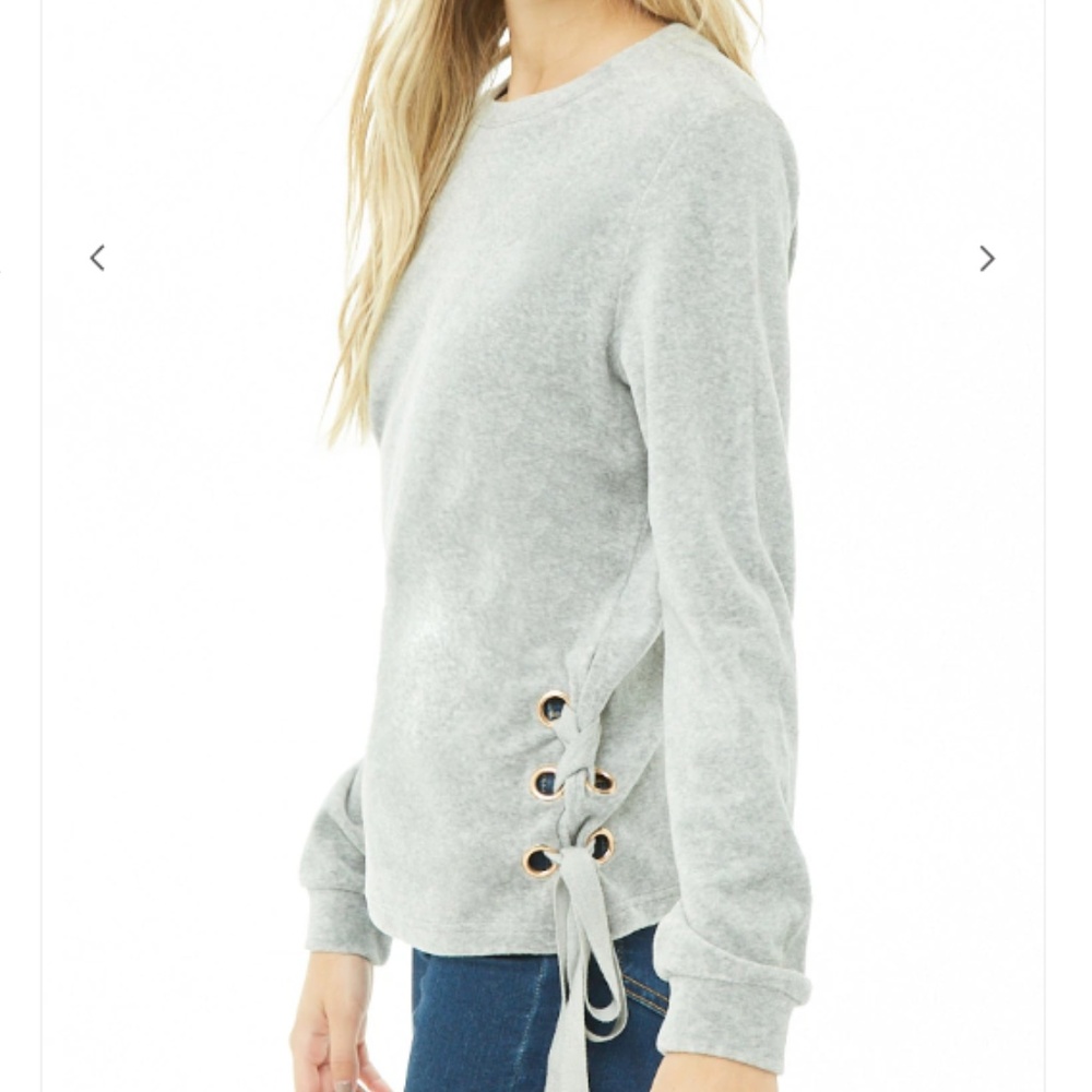 FOREVER 21 Velour Lace Up Top/Sweater